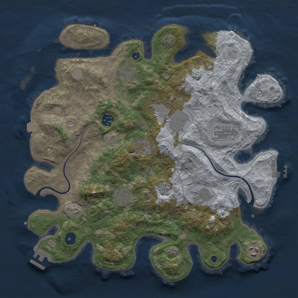 Rust Map: Procedural Map, Size: 3750, Seed: 96826634, 15 Monuments