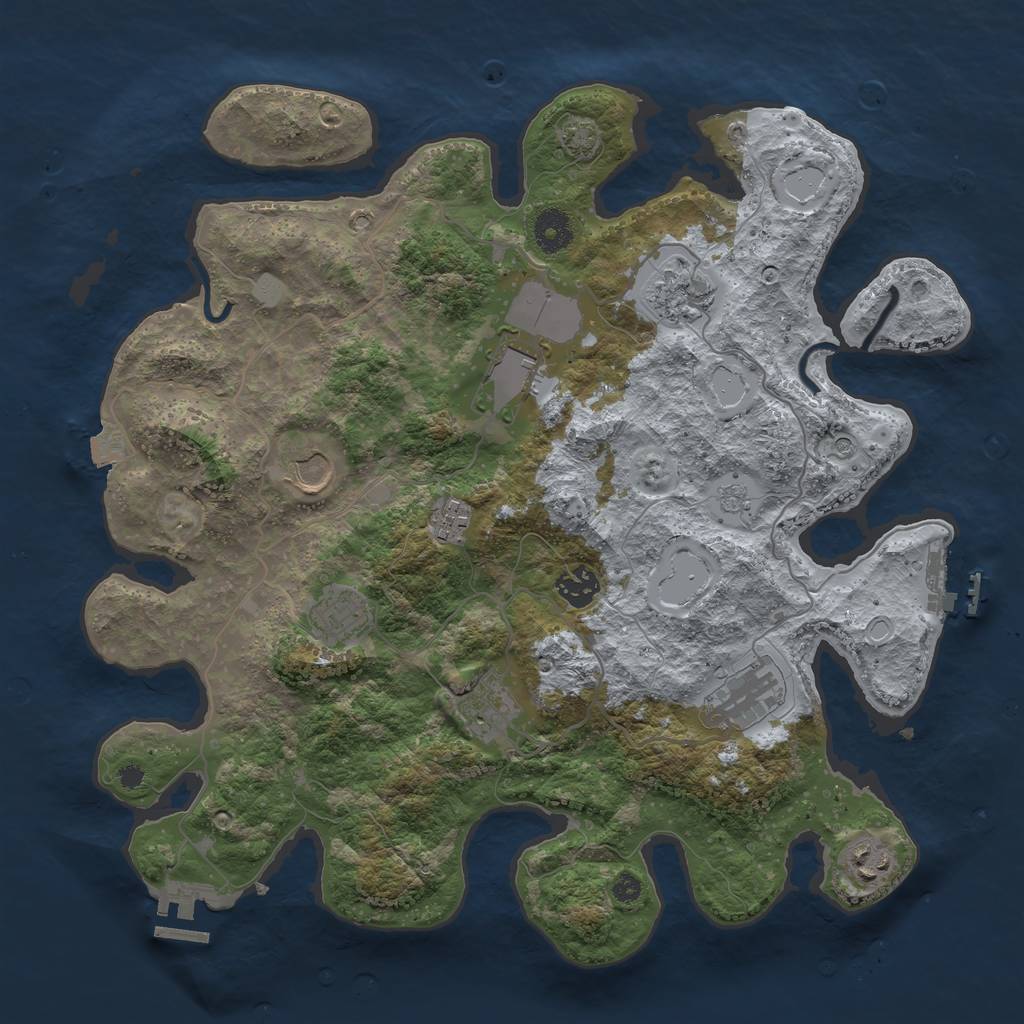 Rust Map: Procedural Map, Size: 3750, Seed: 96826634, 17 Monuments