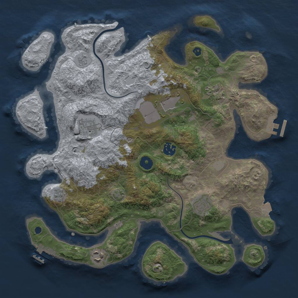 Rust Map: Procedural Map, Size: 3500, Seed: 1863577263, 13 Monuments