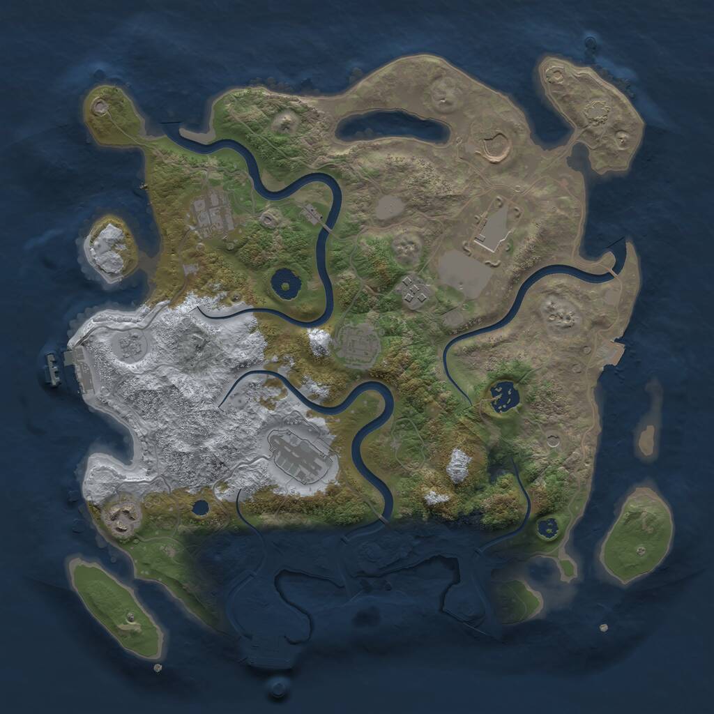 Rust Map: Procedural Map, Size: 3600, Seed: 9152, 14 Monuments