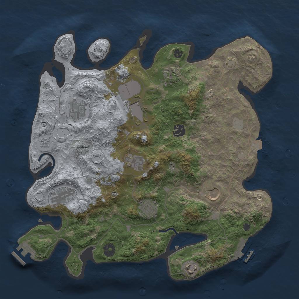 Rust Map: Procedural Map, Size: 3500, Seed: 1198240299, 17 Monuments