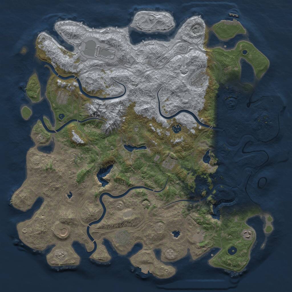Rust Map: Procedural Map, Size: 5000, Seed: 976212091, 17 Monuments