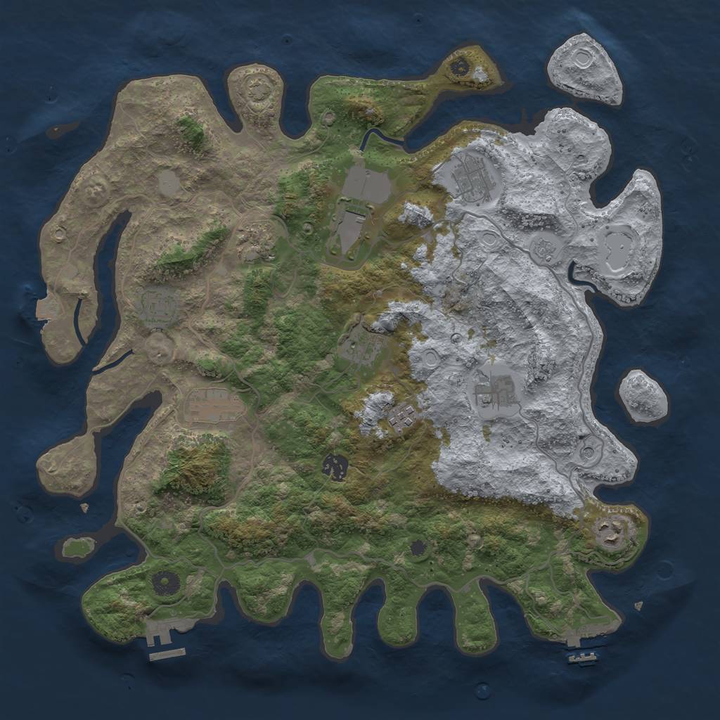 Rust Map: Procedural Map, Size: 4000, Seed: 554658, 18 Monuments