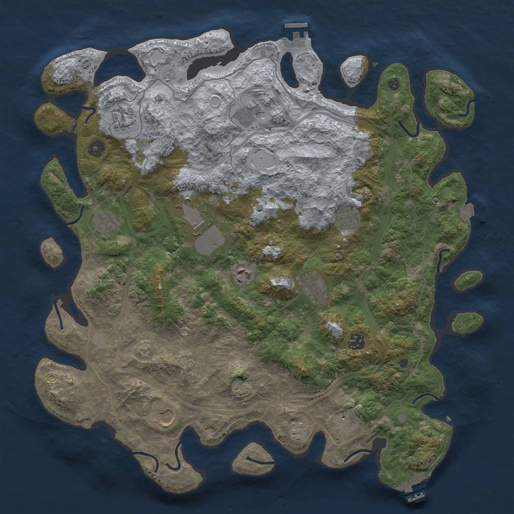 Rust Map: Procedural Map, Size: 4500, Seed: 597646911, 19 Monuments