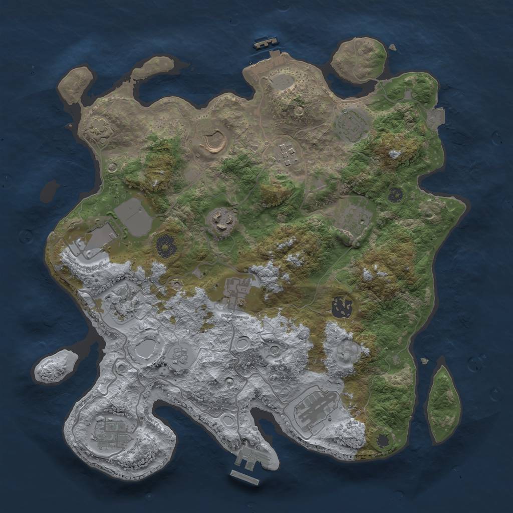 Rust Map: Procedural Map, Size: 3500, Seed: 1720809054, 19 Monuments