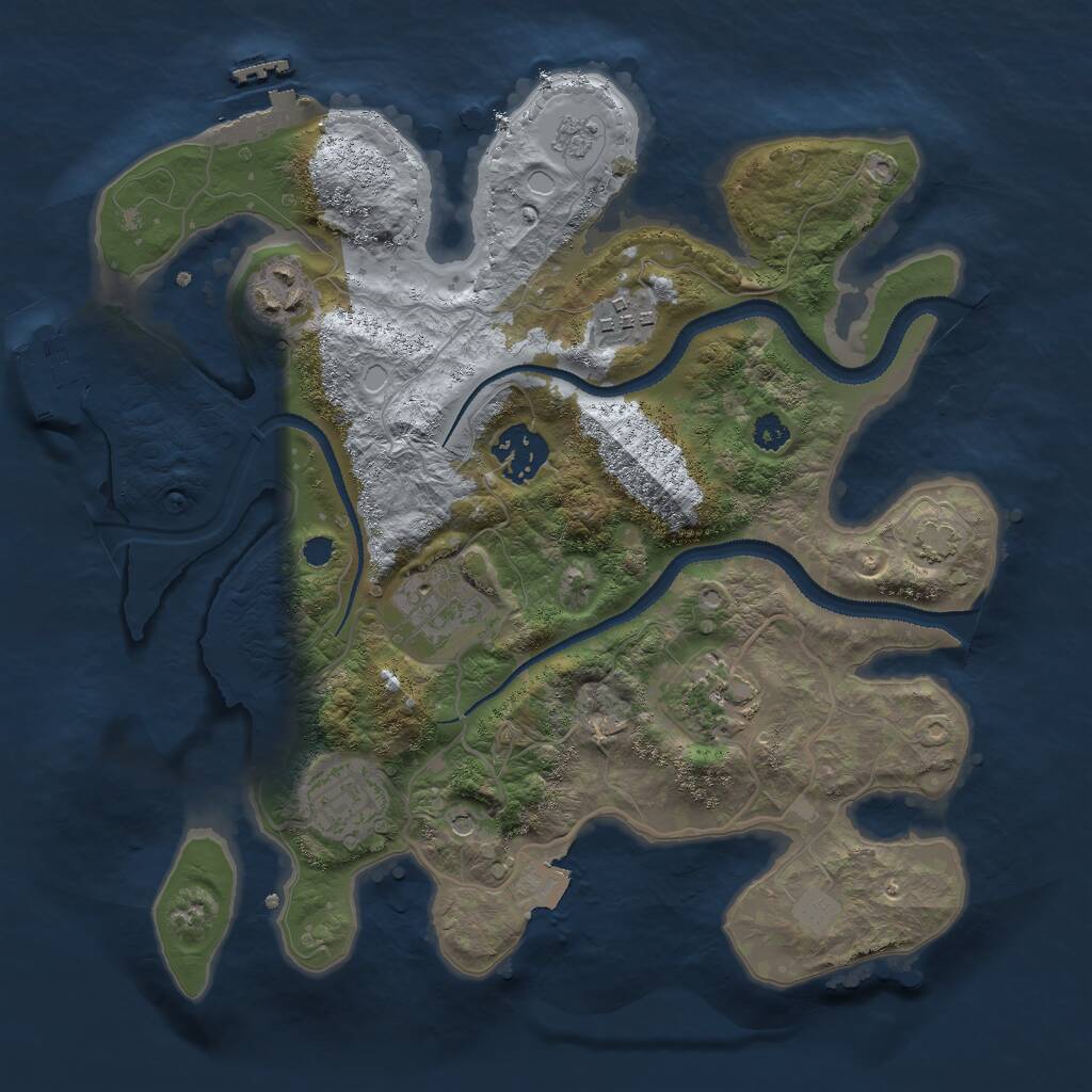 Rust Map: Procedural Map, Size: 3000, Seed: 1398618270, 12 Monuments