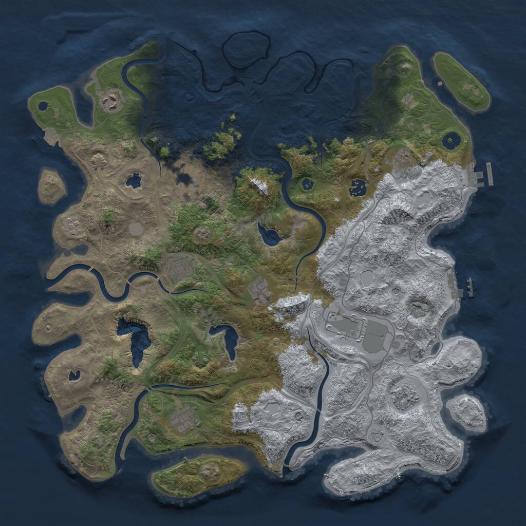 Rust Map: Procedural Map, Size: 4500, Seed: 741076291, 16 Monuments