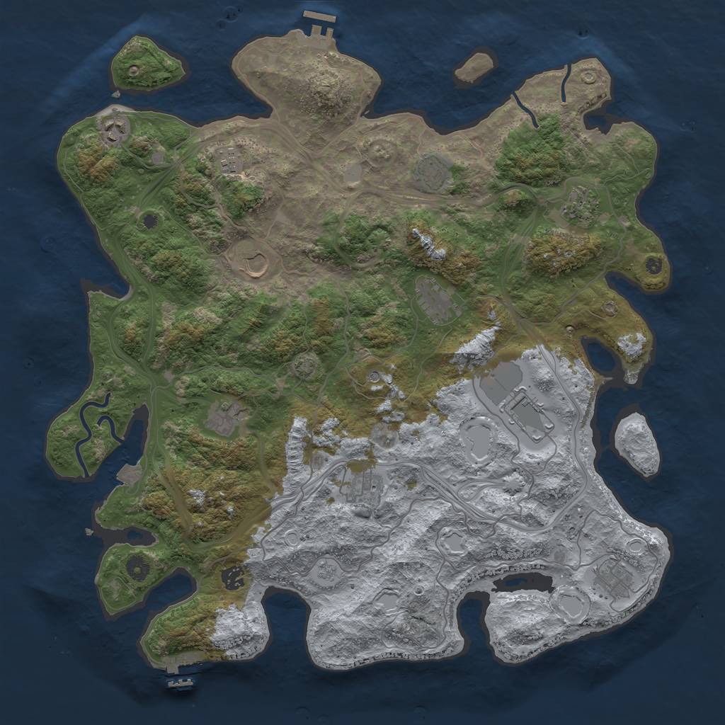 Rust Map: Procedural Map, Size: 4500, Seed: 1224975756, 19 Monuments