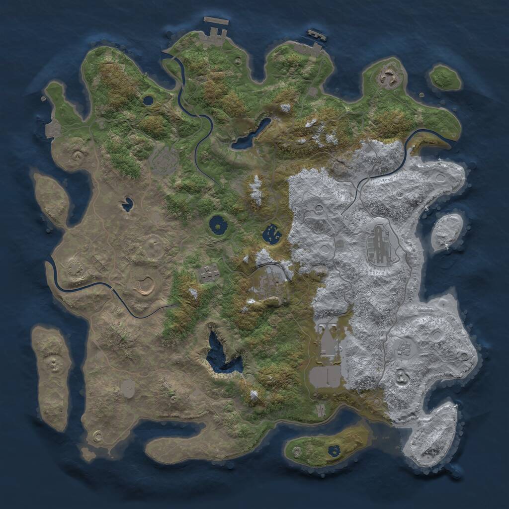 Rust Map: Procedural Map, Size: 4150, Seed: 256990, 14 Monuments