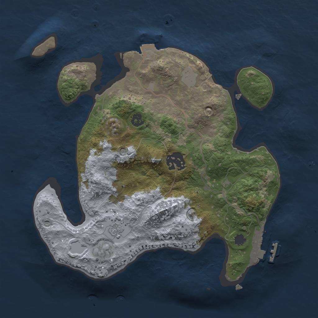 Rust Map: Procedural Map, Size: 2500, Seed: 14625, 6 Monuments