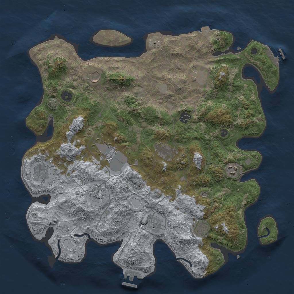 Rust Map: Procedural Map, Size: 4000, Seed: 76532, 19 Monuments