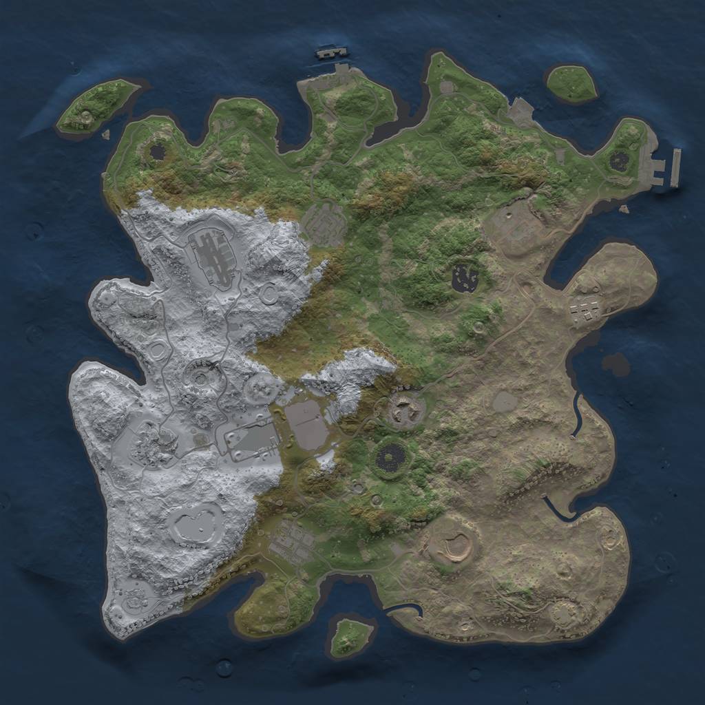 Rust Map: Procedural Map, Size: 3700, Seed: 1724650163, 18 Monuments