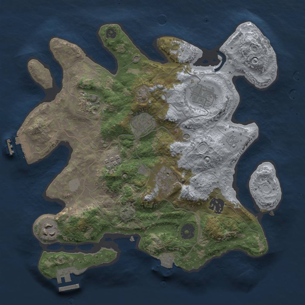 Rust Map: Procedural Map, Size: 3000, Seed: 1350467482, 15 Monuments