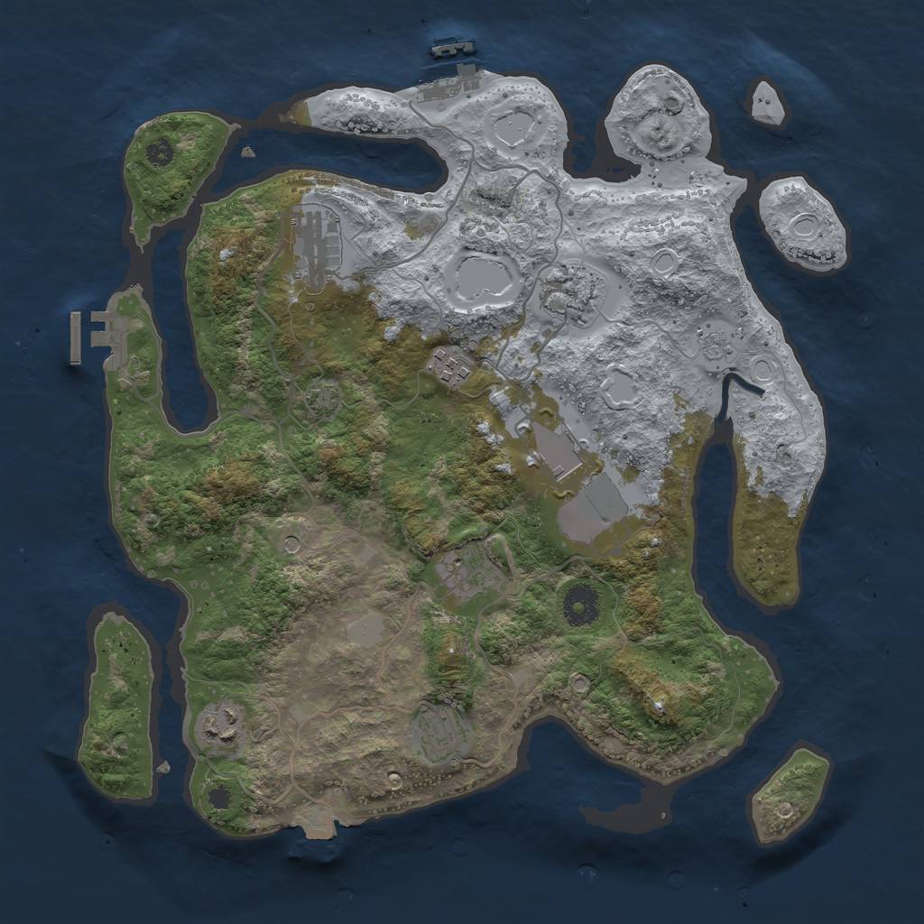 Rust Map: Procedural Map, Size: 3500, Seed: 2908, 15 Monuments