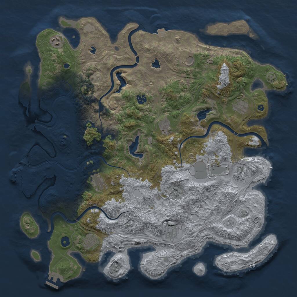 Rust Map: Procedural Map, Size: 4500, Seed: 999811129, 17 Monuments