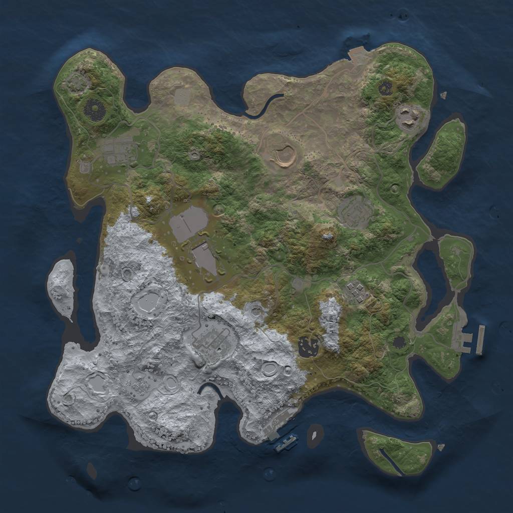 Rust Map: Procedural Map, Size: 3500, Seed: 1450135709, 16 Monuments