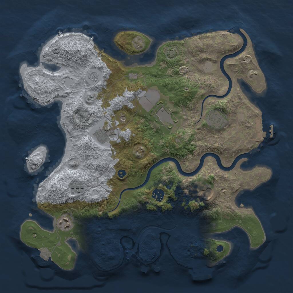 Rust Map: Procedural Map, Size: 3500, Seed: 750303935, 13 Monuments