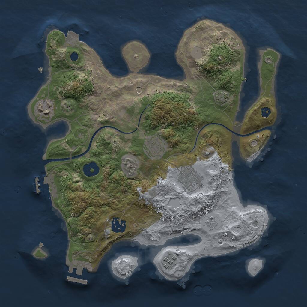 Rust Map: Procedural Map, Size: 3000, Seed: 1955041700, 11 Monuments