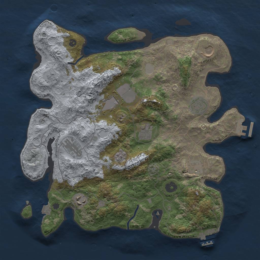 Rust Map: Procedural Map, Size: 3500, Seed: 686144113, 16 Monuments