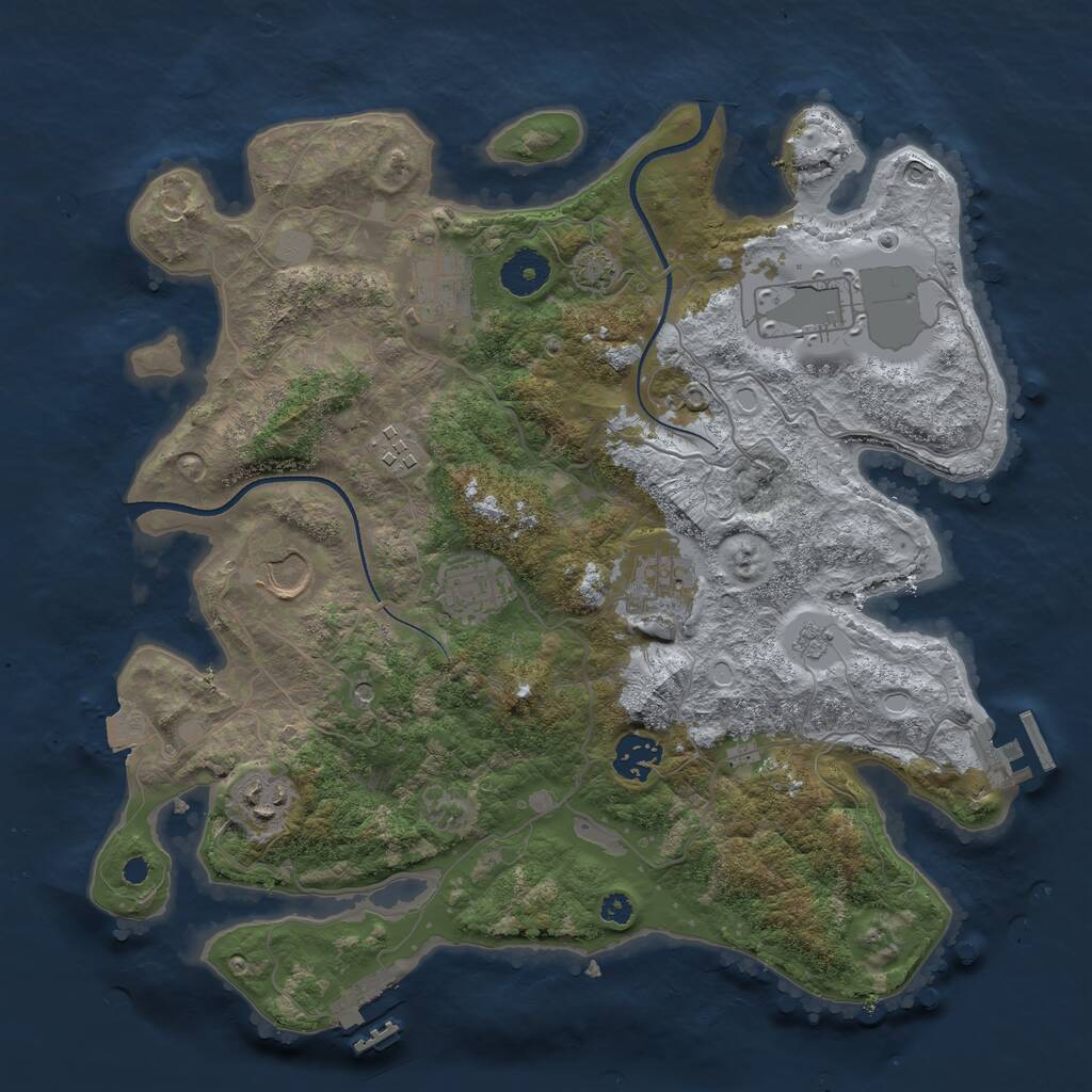 Rust Map: Procedural Map, Size: 3500, Seed: 26347484, 14 Monuments
