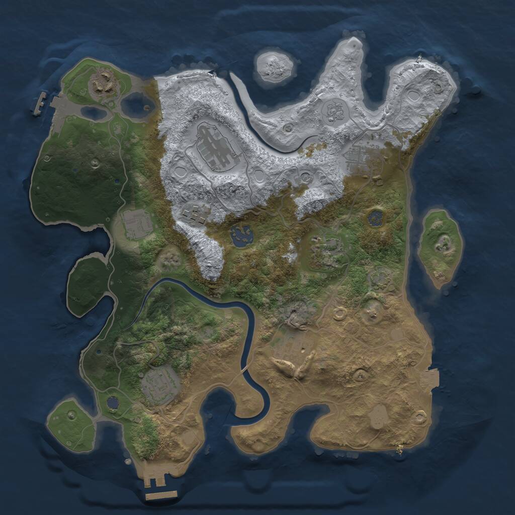 Rust Map: Procedural Map, Size: 3277, Seed: 1, 14 Monuments