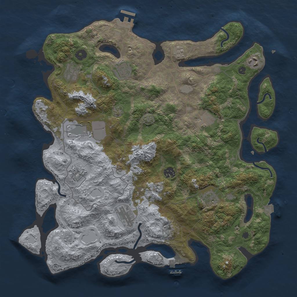 Rust Map: Procedural Map, Size: 4000, Seed: 767129234, 18 Monuments