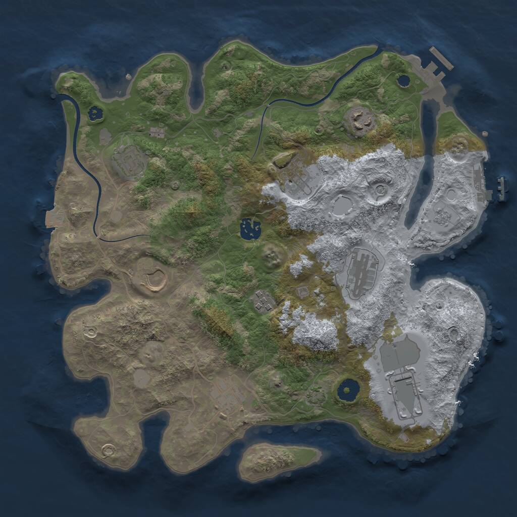 Rust Map: Procedural Map, Size: 3500, Seed: 48653475, 15 Monuments