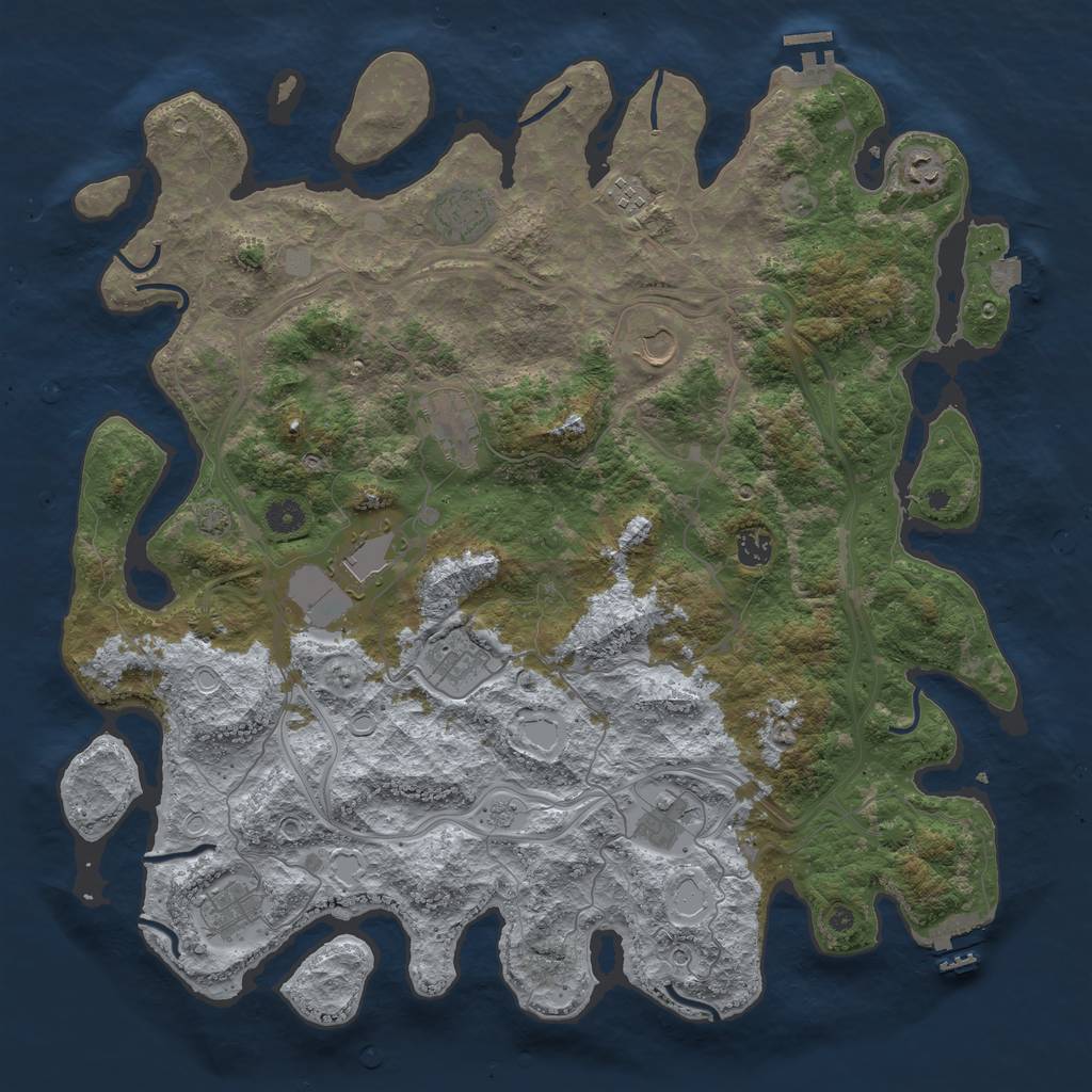 Rust Map: Procedural Map, Size: 4500, Seed: 1884394706, 18 Monuments