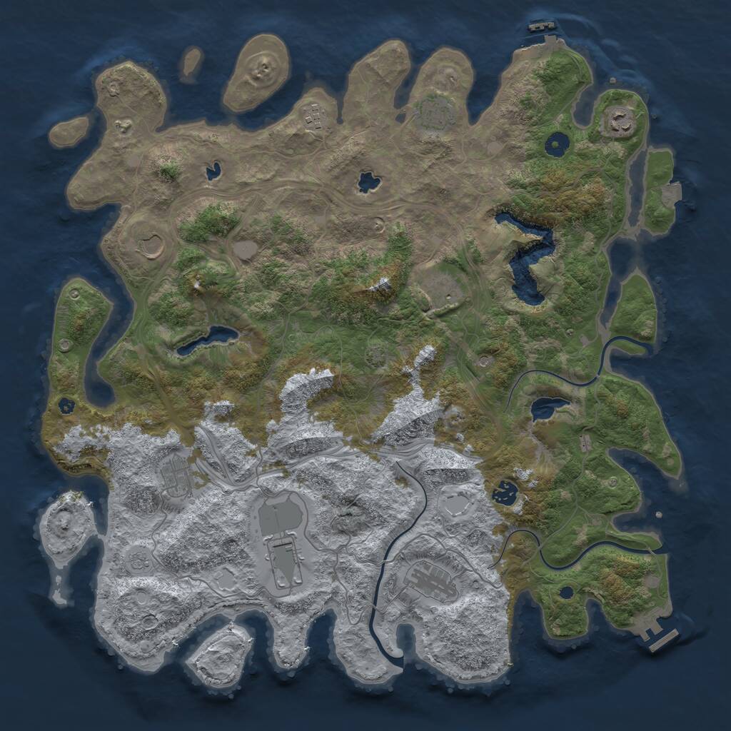 Rust Map: Procedural Map, Size: 4500, Seed: 1884394706, 15 Monuments
