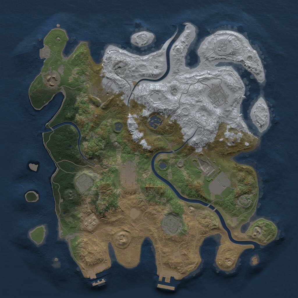 Rust Map: Procedural Map, Size: 3500, Seed: 422462333, 14 Monuments