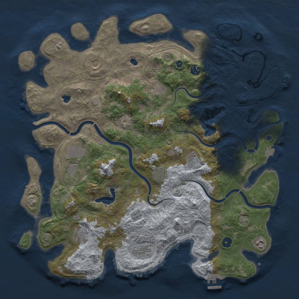 Rust Map: Procedural Map, Size: 4500, Seed: 19920921, 16 Monuments