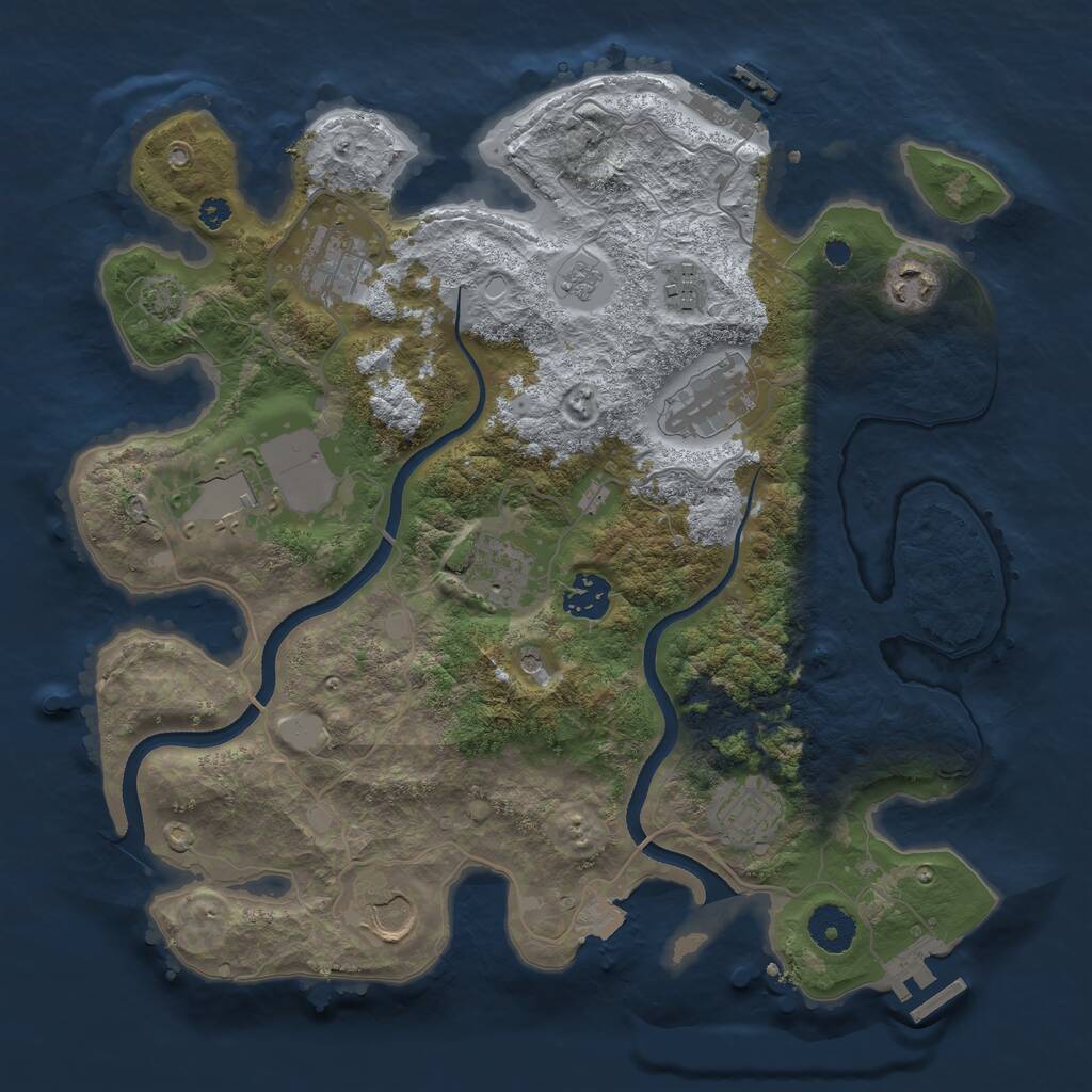 Rust Map: Procedural Map, Size: 3500, Seed: 853539818, 15 Monuments