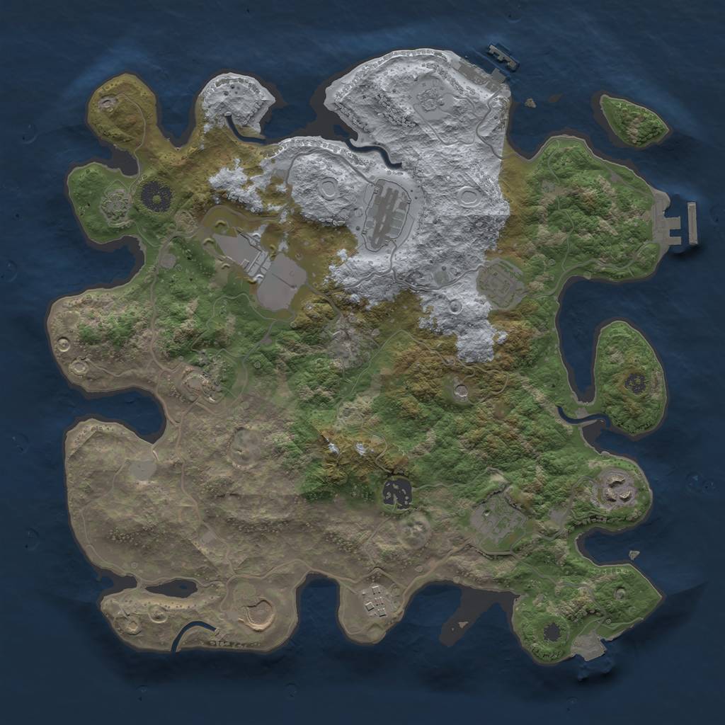 Rust Map: Procedural Map, Size: 3500, Seed: 853539818, 17 Monuments