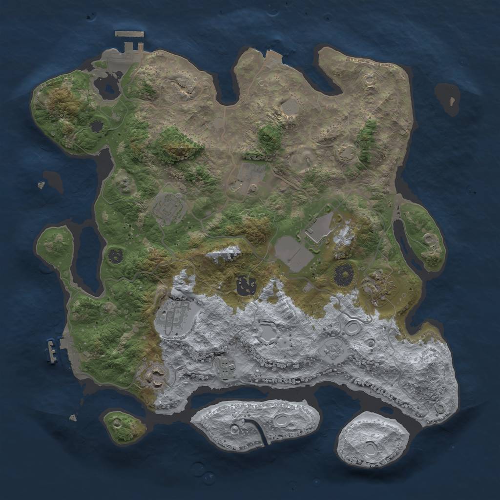 Rust Map: Procedural Map, Size: 3500, Seed: 1665150575, 15 Monuments