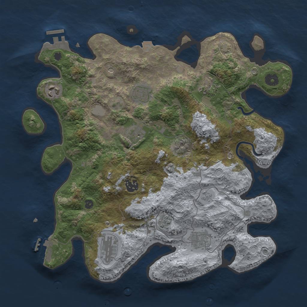 Rust Map: Procedural Map, Size: 3500, Seed: 701150472, 16 Monuments