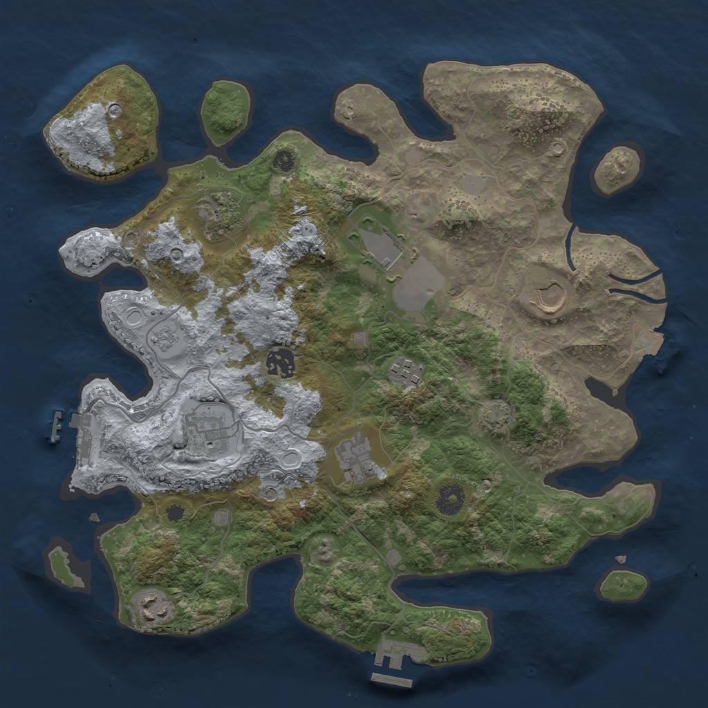 Rust Map: Procedural Map, Size: 3500, Seed: 464940694, 16 Monuments