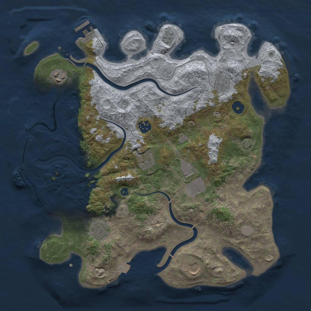 Rust Map: Procedural Map, Size: 3800, Seed: 834422275, 14 Monuments