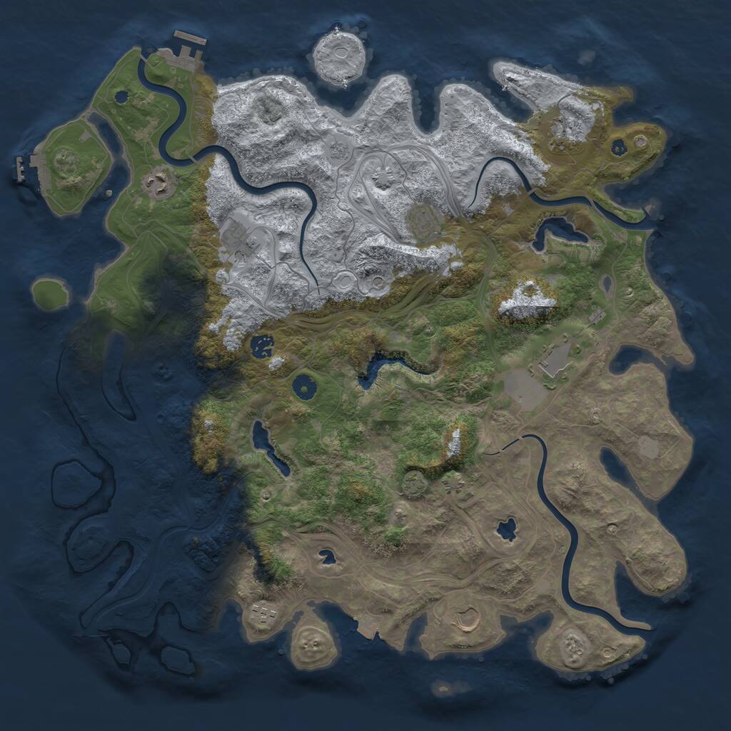 Rust Map: Procedural Map, Size: 4500, Seed: 1304671765, 14 Monuments