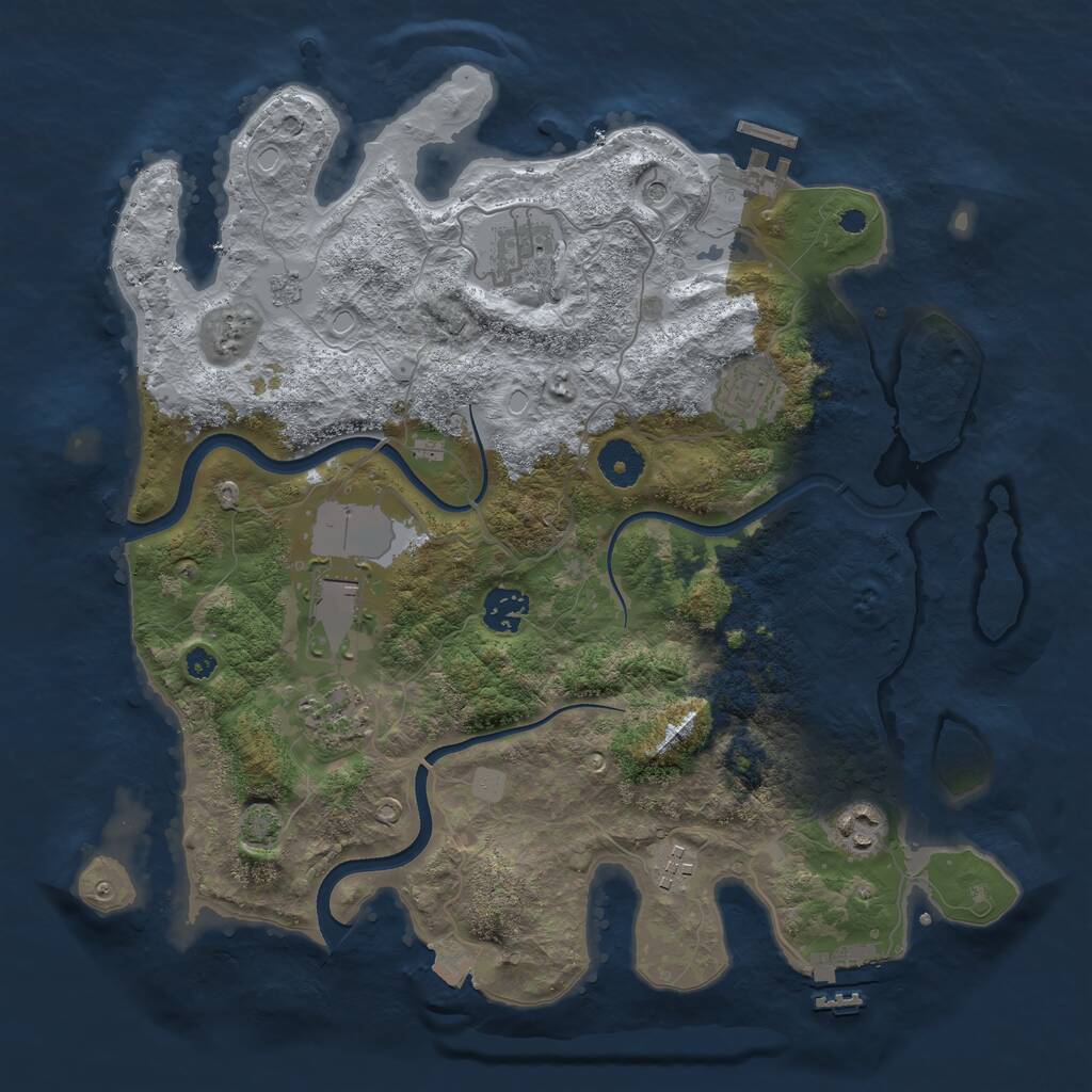 Rust Map: Procedural Map, Size: 3600, Seed: 1400740444, 13 Monuments