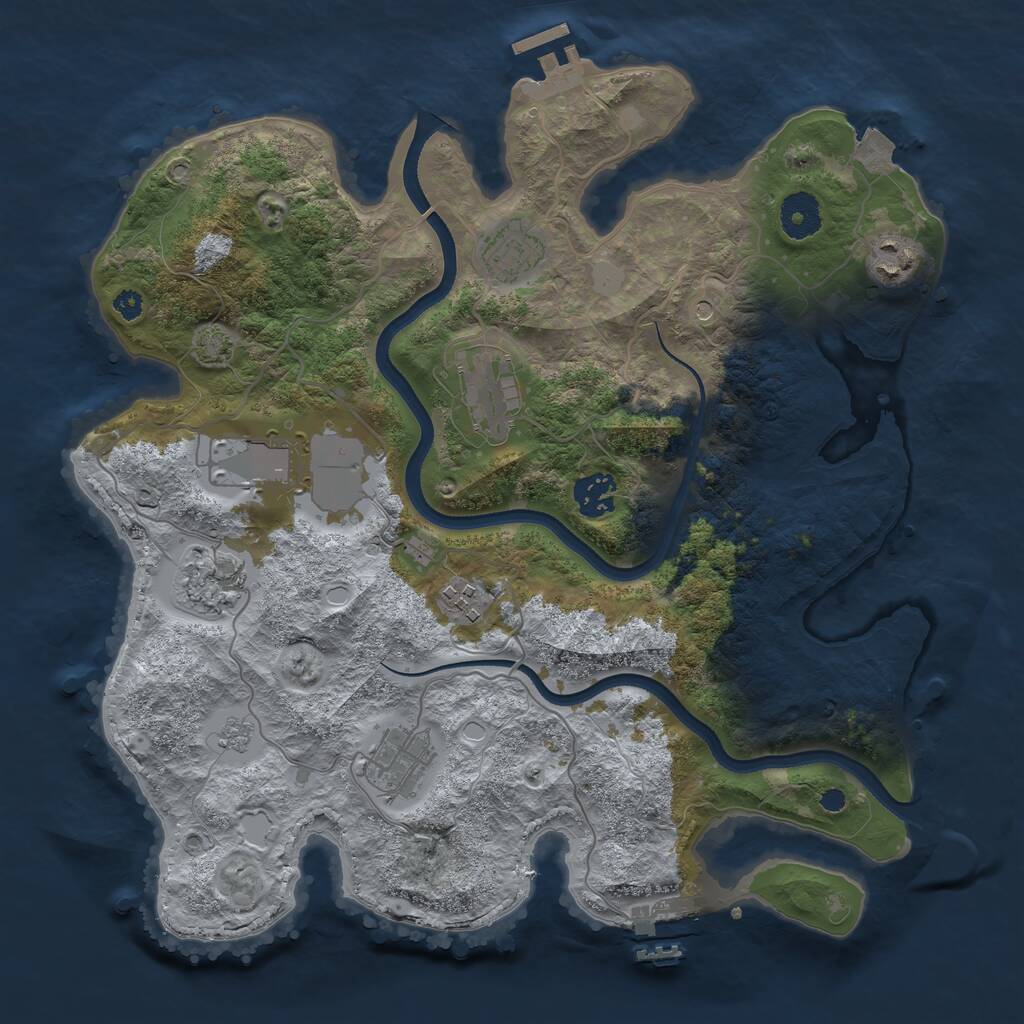 Rust Map: Procedural Map, Size: 3500, Seed: 2001549264, 14 Monuments