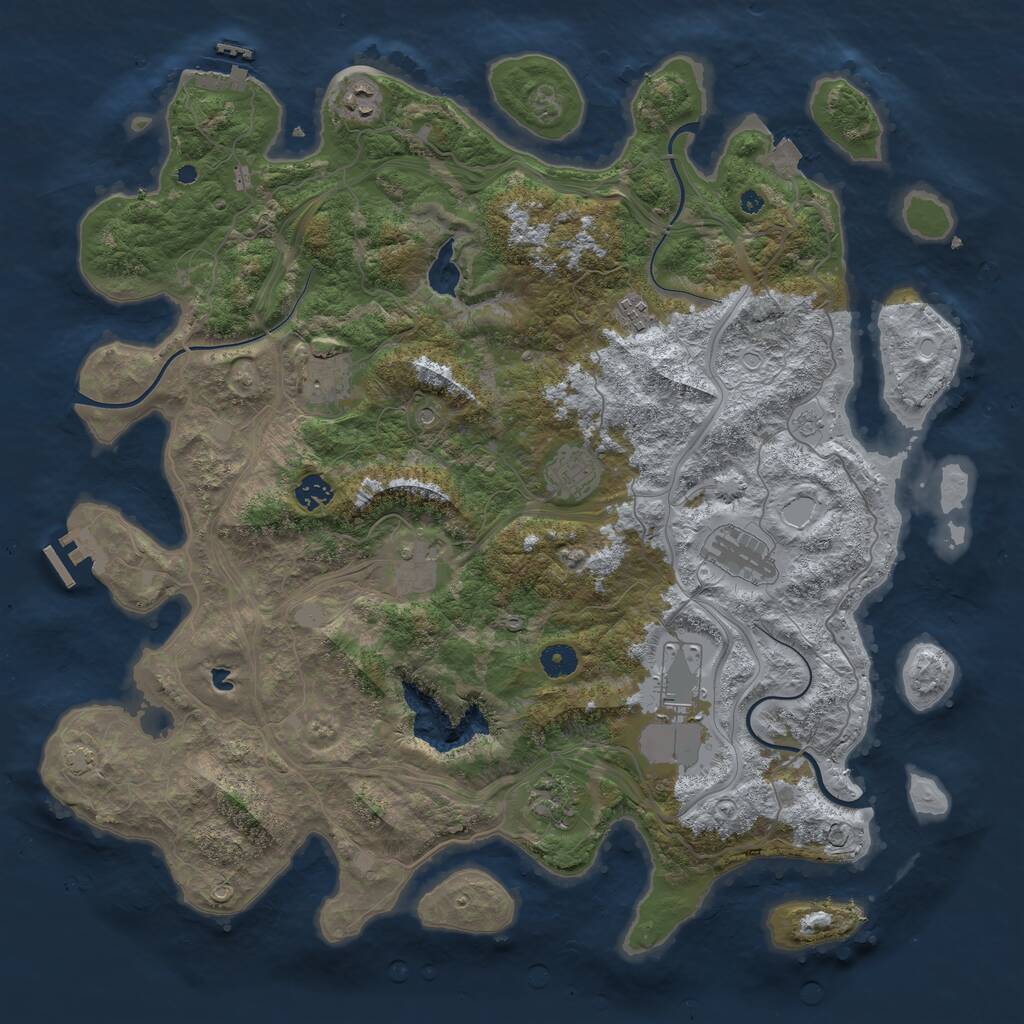 Rust Map: Procedural Map, Size: 4400, Seed: 29224614, 15 Monuments