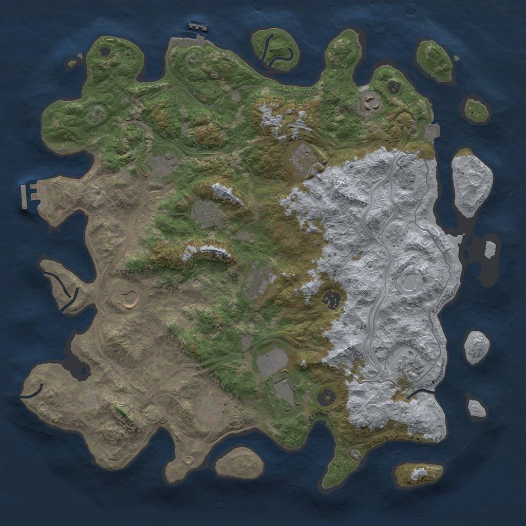 Rust Map: Procedural Map, Size: 4400, Seed: 29224614, 19 Monuments