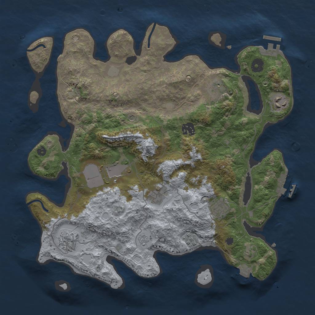 Rust Map: Procedural Map, Size: 3500, Seed: 1855450112, 16 Monuments
