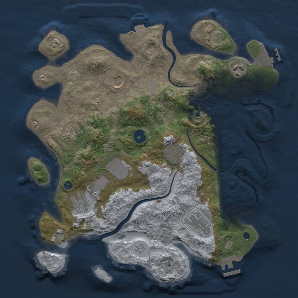 Rust Map: Procedural Map, Size: 3500, Seed: 1211151785, 14 Monuments
