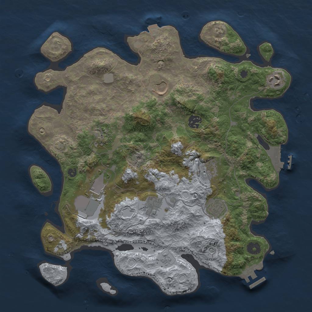 Rust Map: Procedural Map, Size: 3500, Seed: 1211151785, 16 Monuments