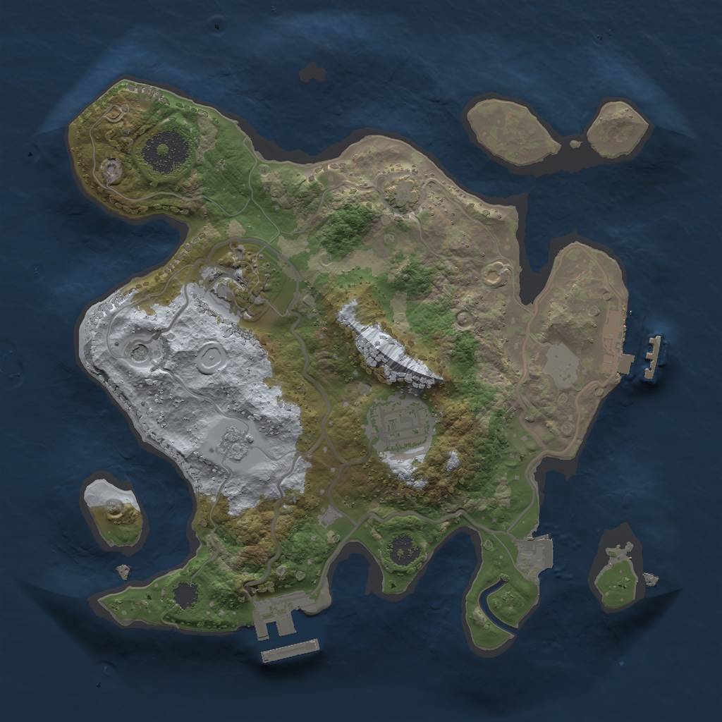 Rust Map: Procedural Map, Size: 2500, Seed: 998851084, 10 Monuments