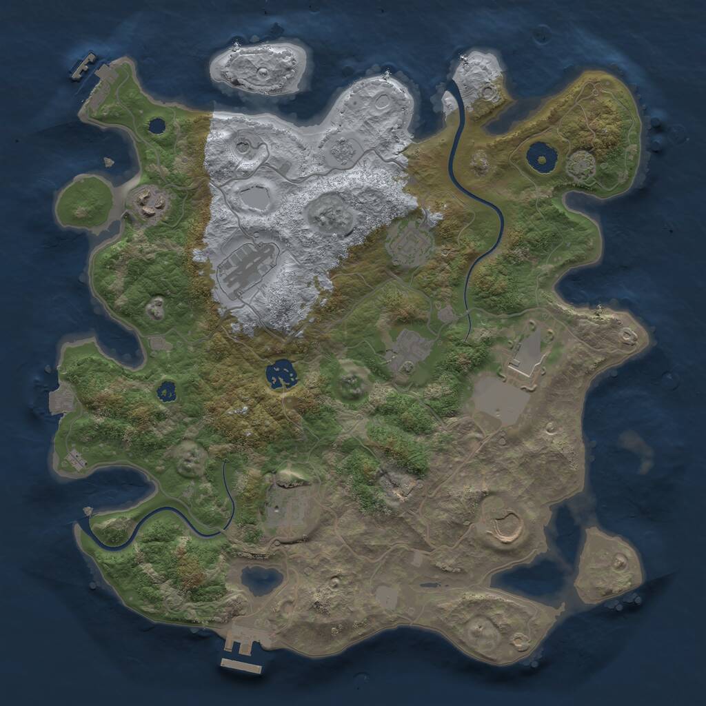 Rust Map: Procedural Map, Size: 3500, Seed: 2003631194, 14 Monuments