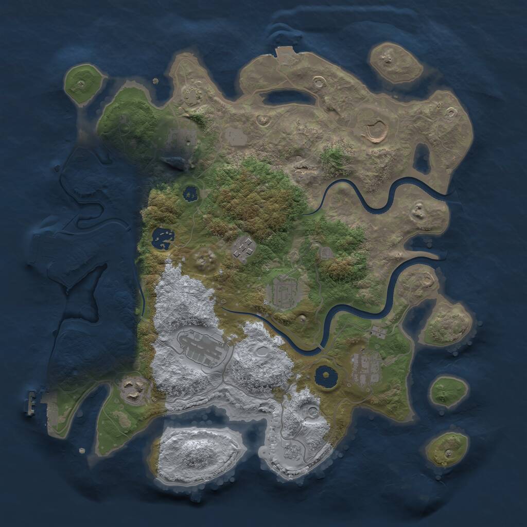 Rust Map: Procedural Map, Size: 3500, Seed: 135513, 14 Monuments