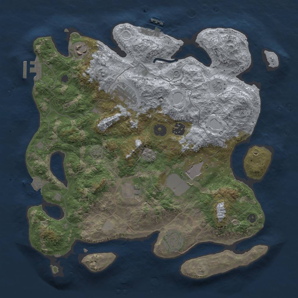 Rust Map: Procedural Map, Size: 3500, Seed: 1234799727, 15 Monuments