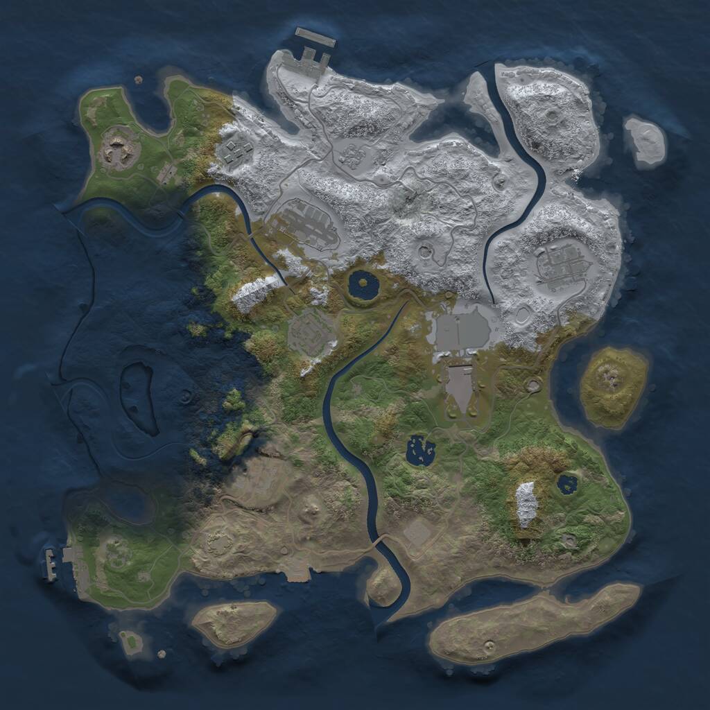 Rust Map: Procedural Map, Size: 3500, Seed: 1234799727, 14 Monuments